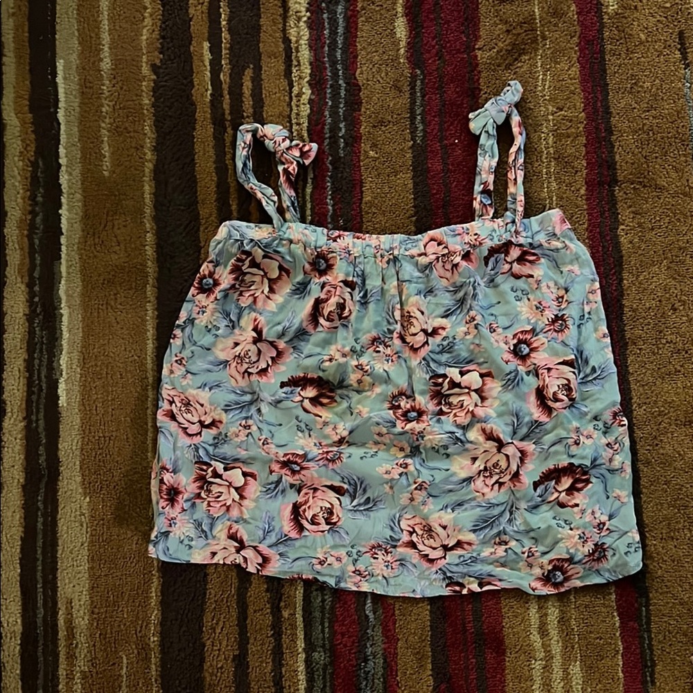 American Eagle Outfitters Floral Blue and Pink Top
